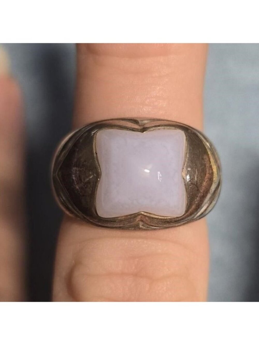 Michelle Albala Sterling Silver Blue Agate Ring Size 7.5